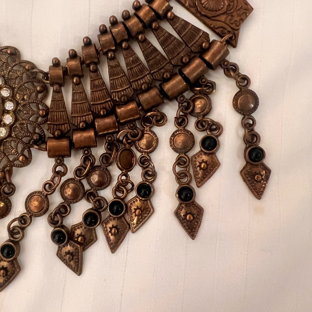Vintage Egyptian Copper Bohemian Statement Necklace - Picture 6 of 6